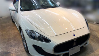 マセラティのガラスコーティング施工後の輝き